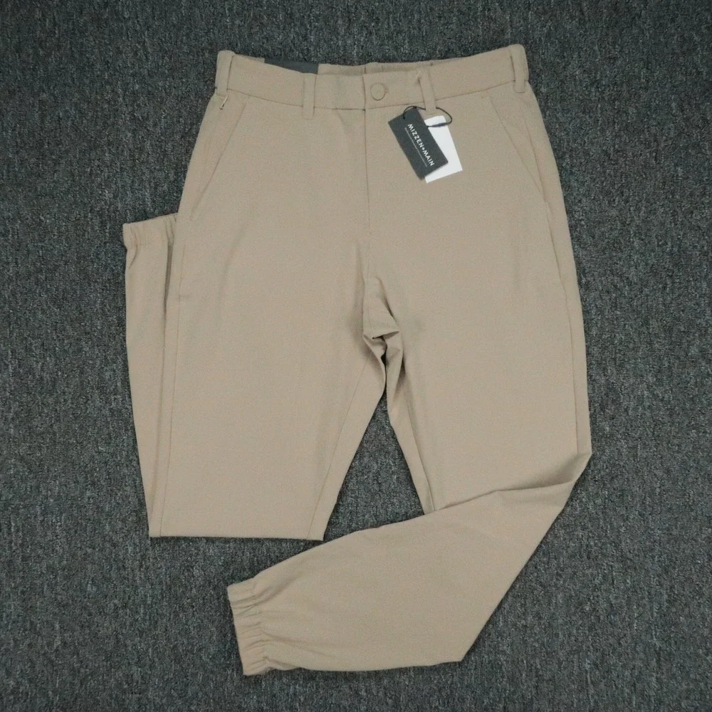 Mizzen Main Pants Mens 30x30 Khaki Tan Helmsman Jogger Slim Tapered Zip Pocket